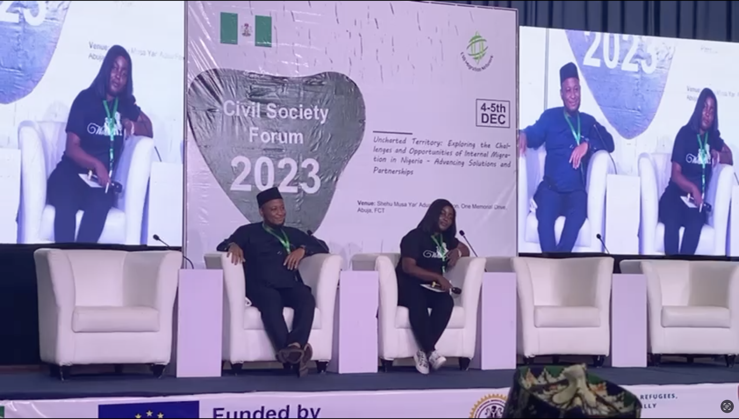 Migration Moments with May during a  panel session at the 2023 Civil Society Forum on migration and development  organized by the Civil Society Network on Migration and Development